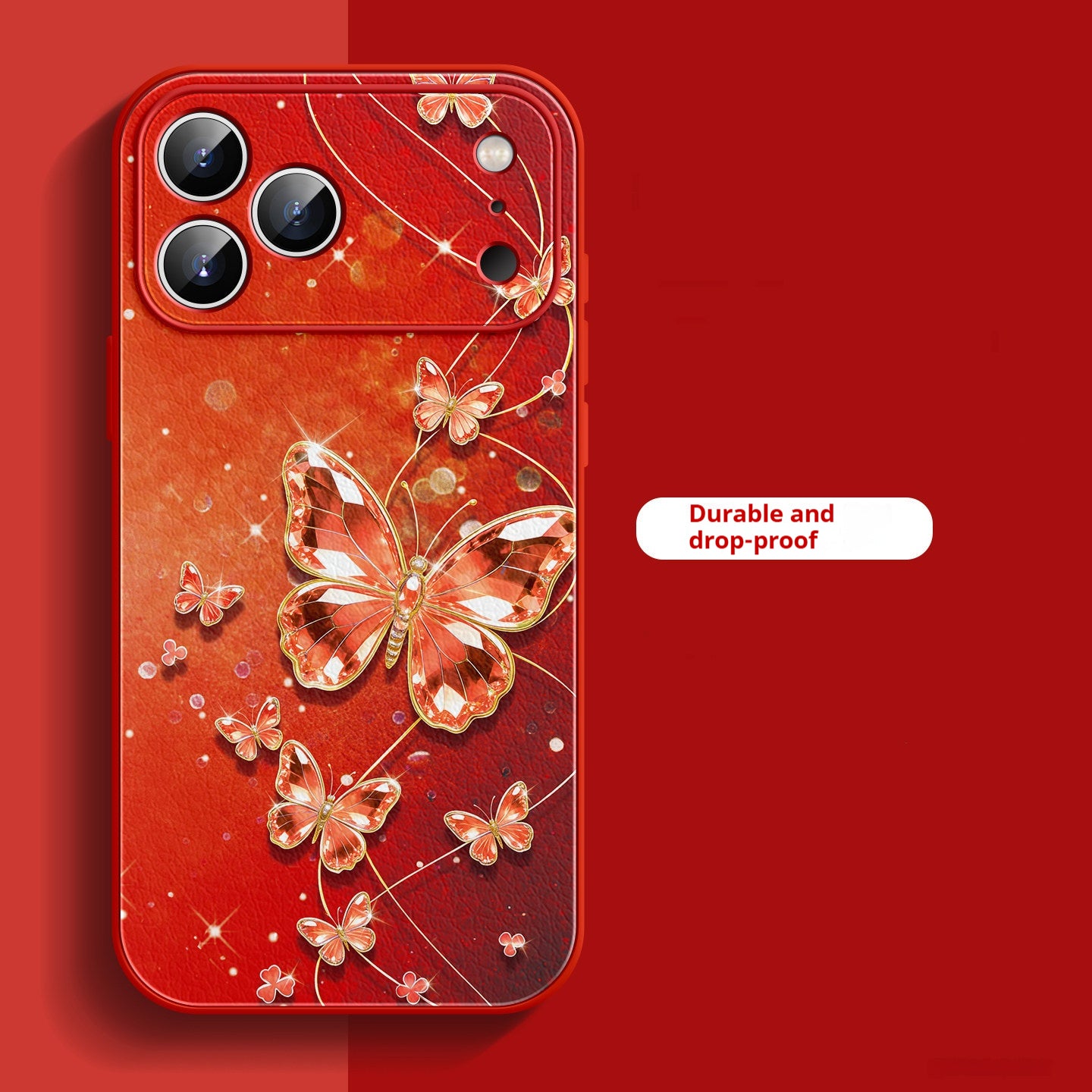 Liquid leather textured butterfly chain Apple phone case