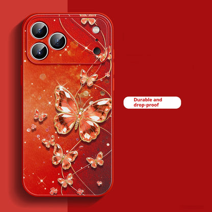 Liquid leather textured butterfly chain Apple phone case