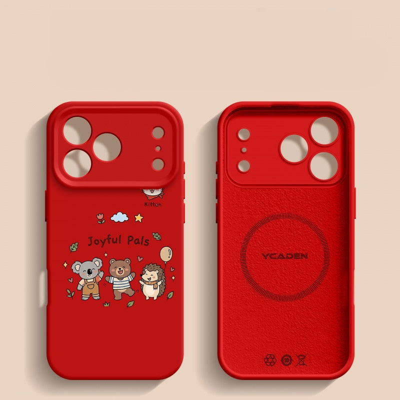 Happy Animal Liquid Silicone Apple Phone Case