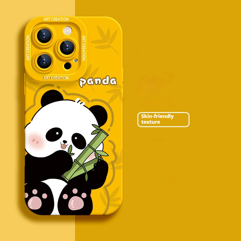 Cute panda eating bamboo apple phone case