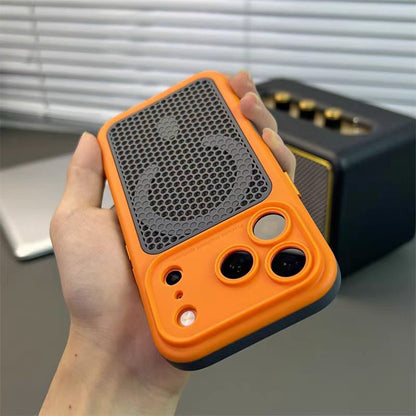 Color-blocked, skin-feeling magnetic heat dissipation mesh Apple phone case