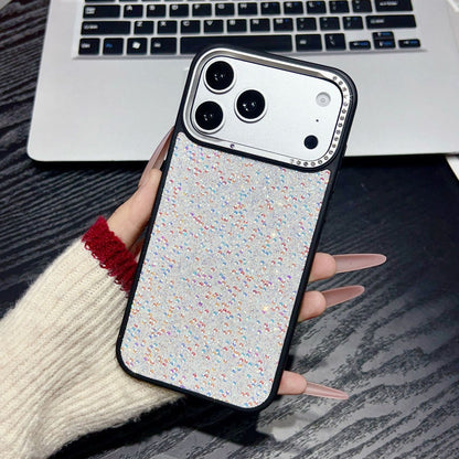 Metal, rhinestone, pearl leather, large window Apple phone case