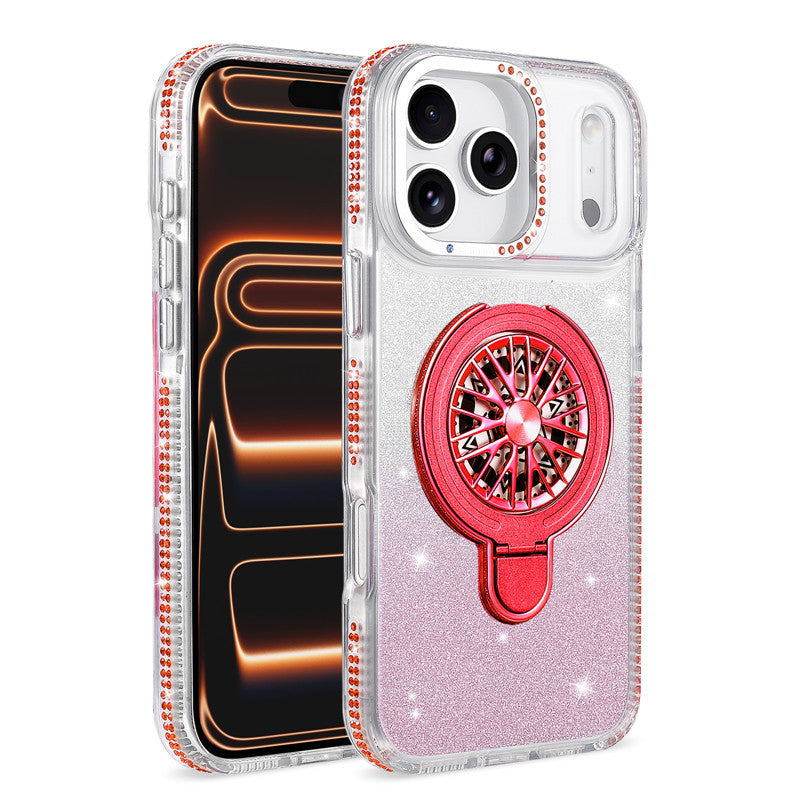 Glitter Spinning Top Stand Apple Phone Case