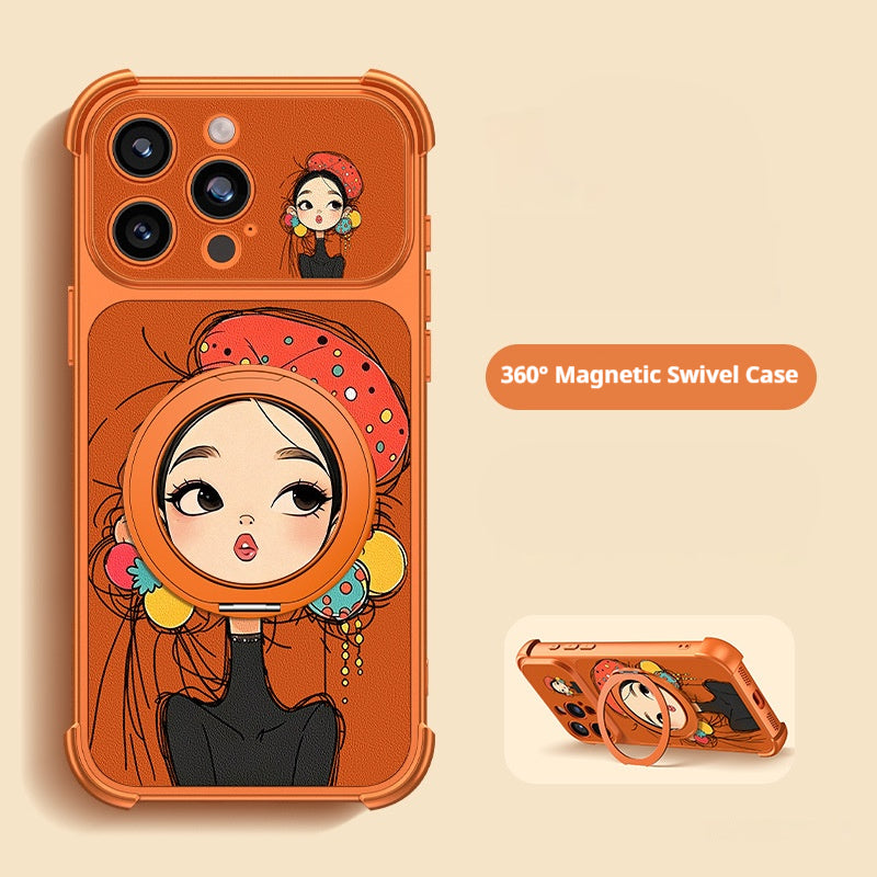 Pouting Girl Magnetic Stand Apple Phone Case