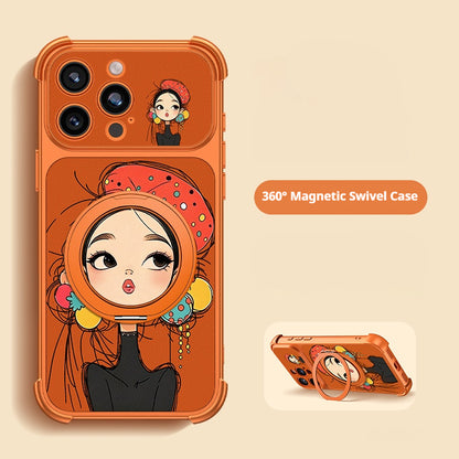 Pouting Girl Magnetic Stand Apple Phone Case