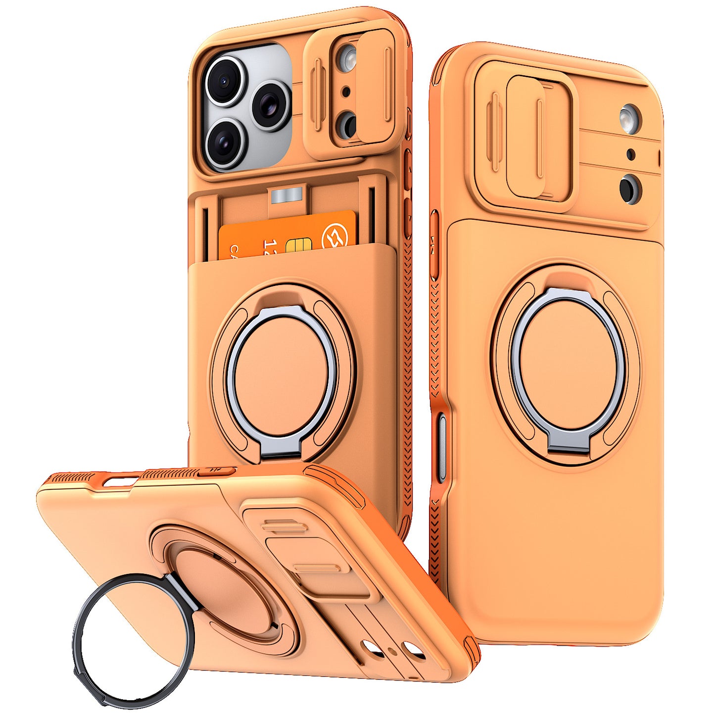 Card slot sliding window lens cover holder magnetic Apple phone case