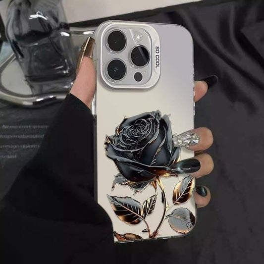 Black and gold rose Apple phone case