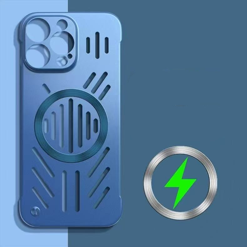 Frameless magnetic Apple phone case with ventilation holes