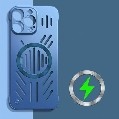 Frameless magnetic Apple phone case with ventilation holes