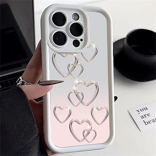 Cute gradient heart-shaped Apple phone case