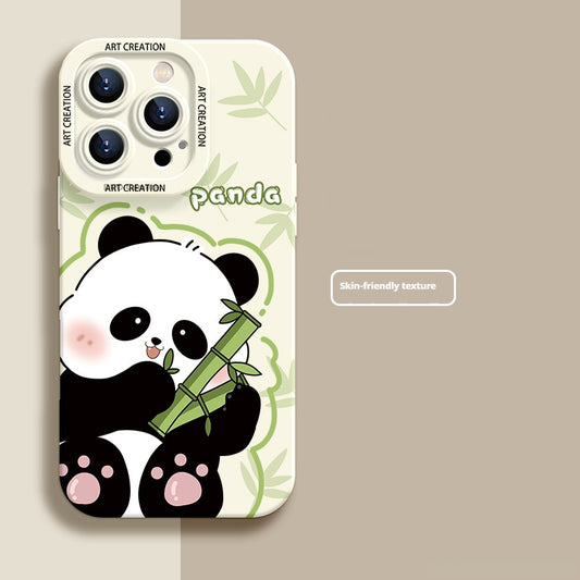 Cute panda eating bamboo apple phone case