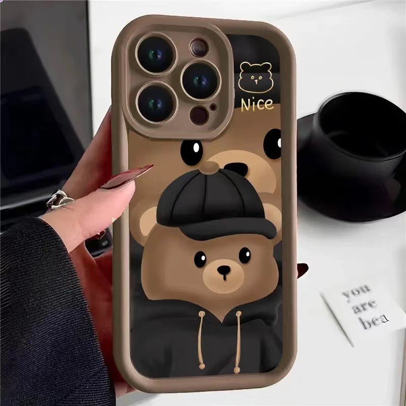 Cute Bear Diamond Sand Apple Phone Case
