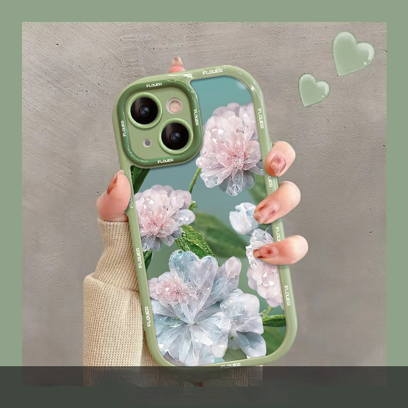 Pink Crystal Flower Apple Phone Case