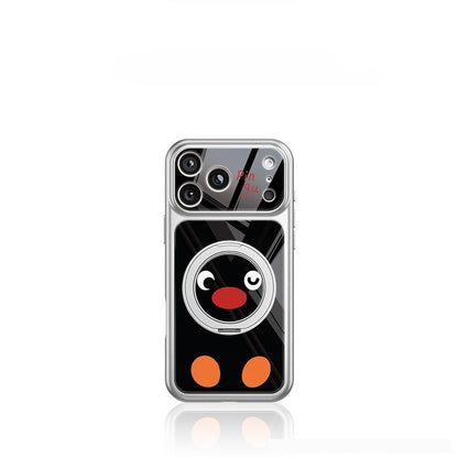 Skin-feel metallic paint stand Apple phone case