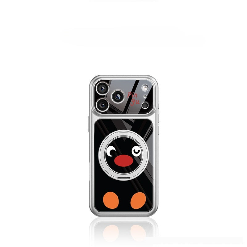 Skin-feel metallic paint stand Apple phone case