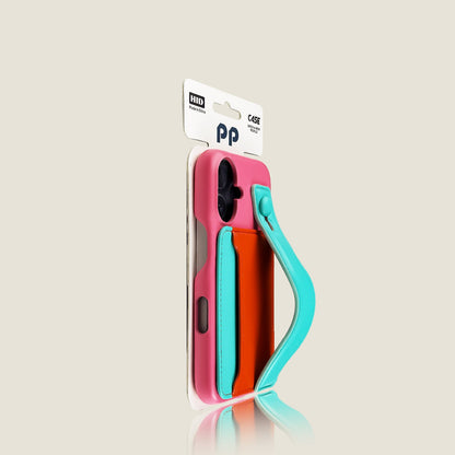 Wristband color-block card holder Apple phone case