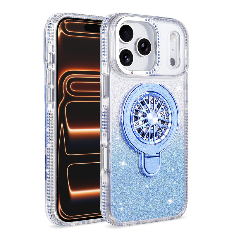Glitter Spinning Top Stand Apple Phone Case