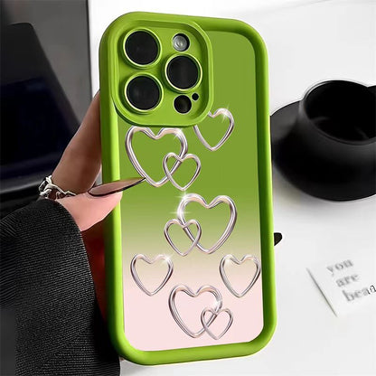 Cute gradient heart-shaped Apple phone case