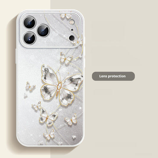 Liquid leather textured butterfly chain Apple phone case