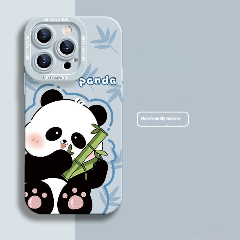 Cute panda eating bamboo apple phone case
