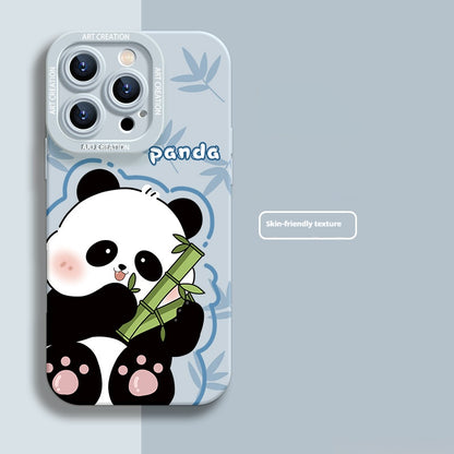 Cute panda eating bamboo apple phone case
