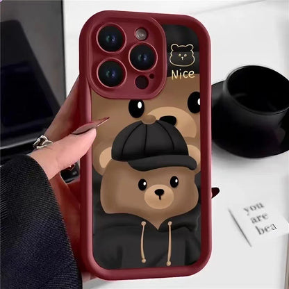 Cute Bear Diamond Sand Apple Phone Case