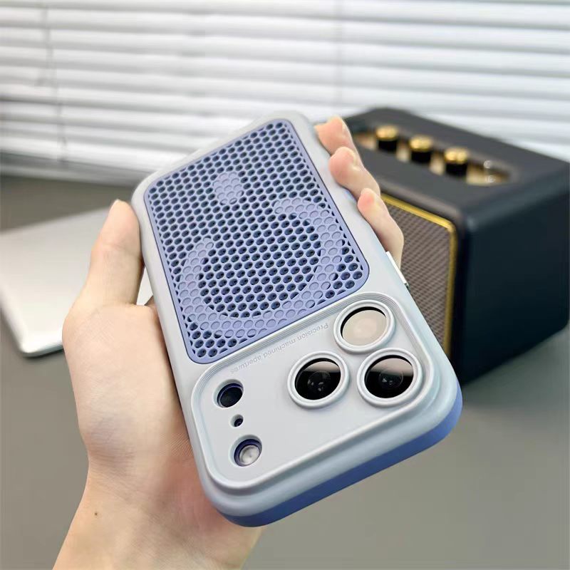 Color-blocked, skin-feeling magnetic heat dissipation mesh Apple phone case