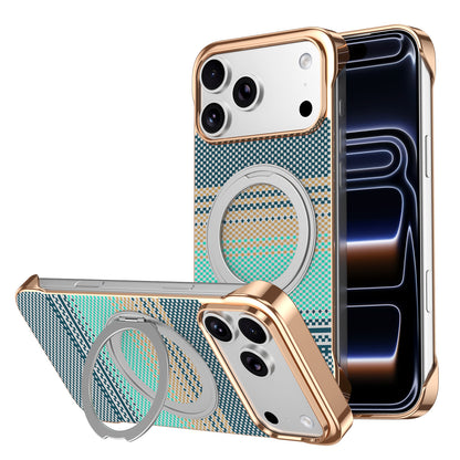 360° Rotating Stand Kevlar Water-Patterned Magnetic Apple Phone Case