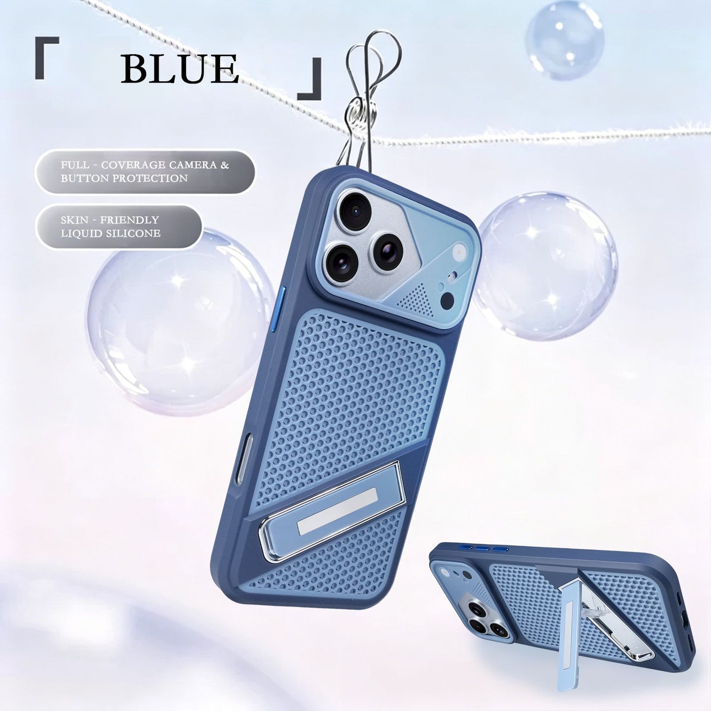 Full-coverage cooling stand for Apple iPhone cases