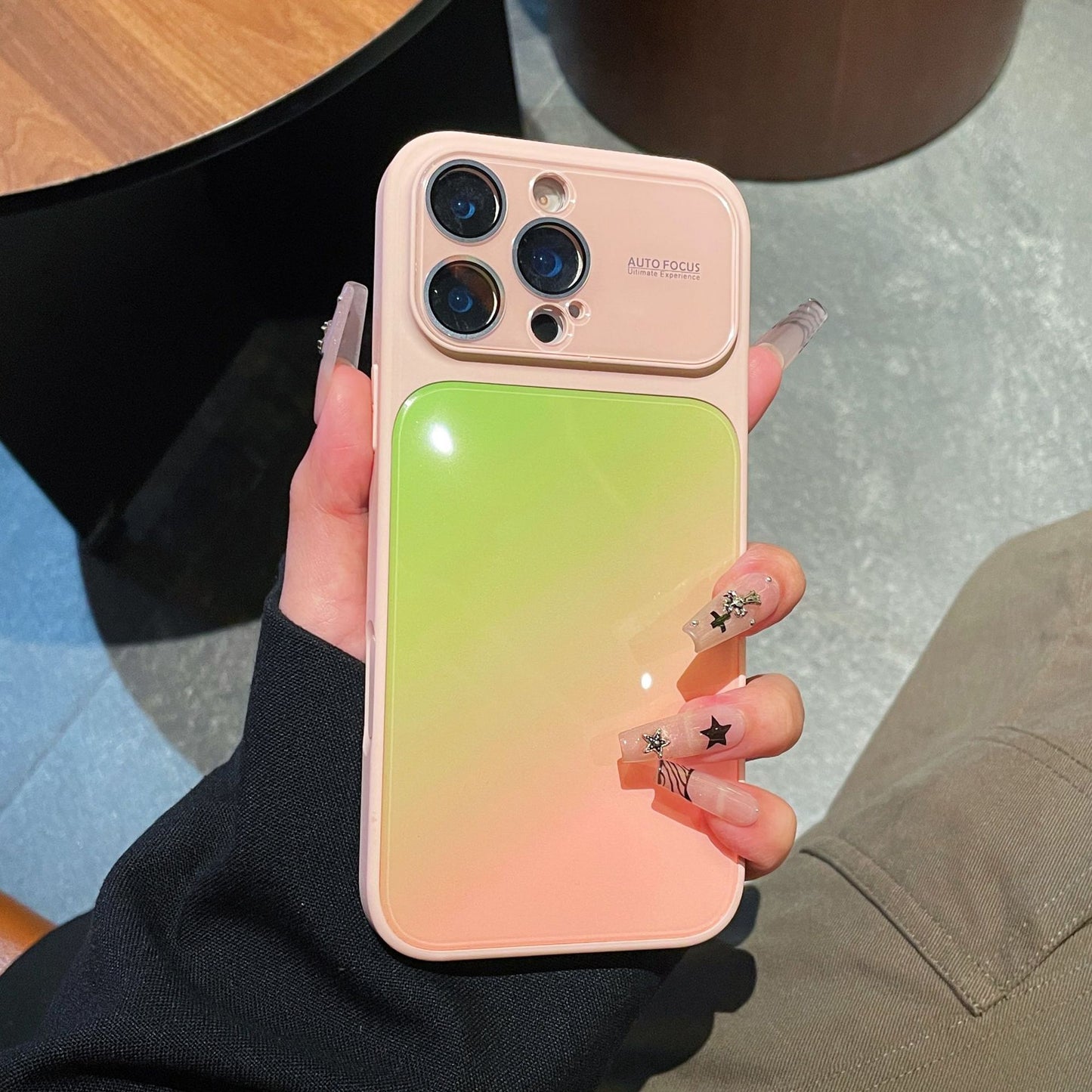 High-quality gradient large window Apple phone case