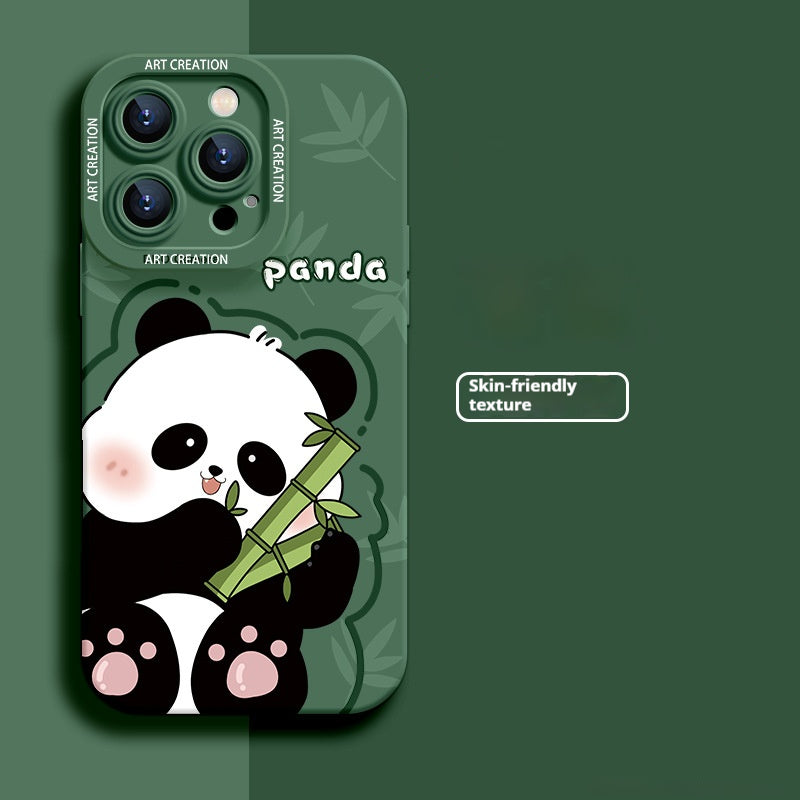 Cute panda eating bamboo apple phone case