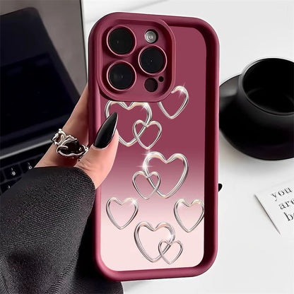 Cute gradient heart-shaped Apple phone case