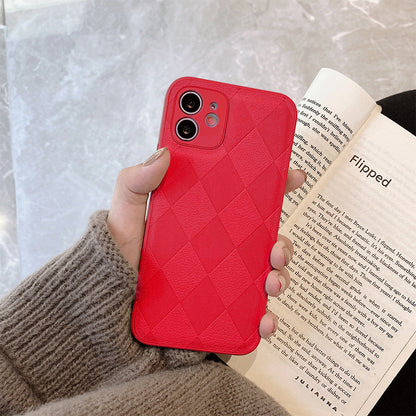 Diamond-patterned leather Apple phone case