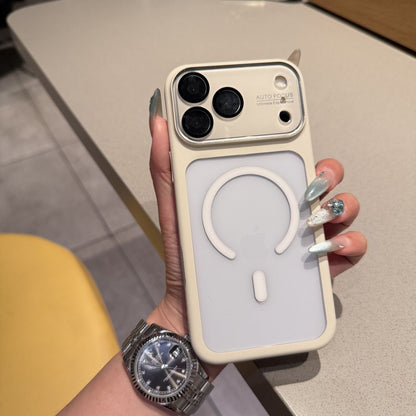 Large-view transparent magnetic Apple phone case