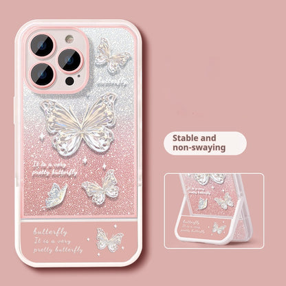 Glitter Butterfly Invisible Stand Apple Phone Case