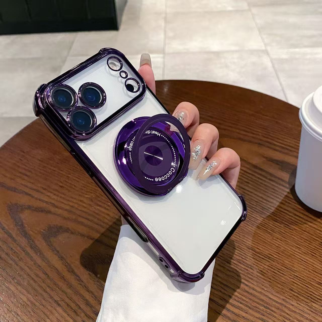 360° Rotating Stand Metal Magnetic Apple Phone Case