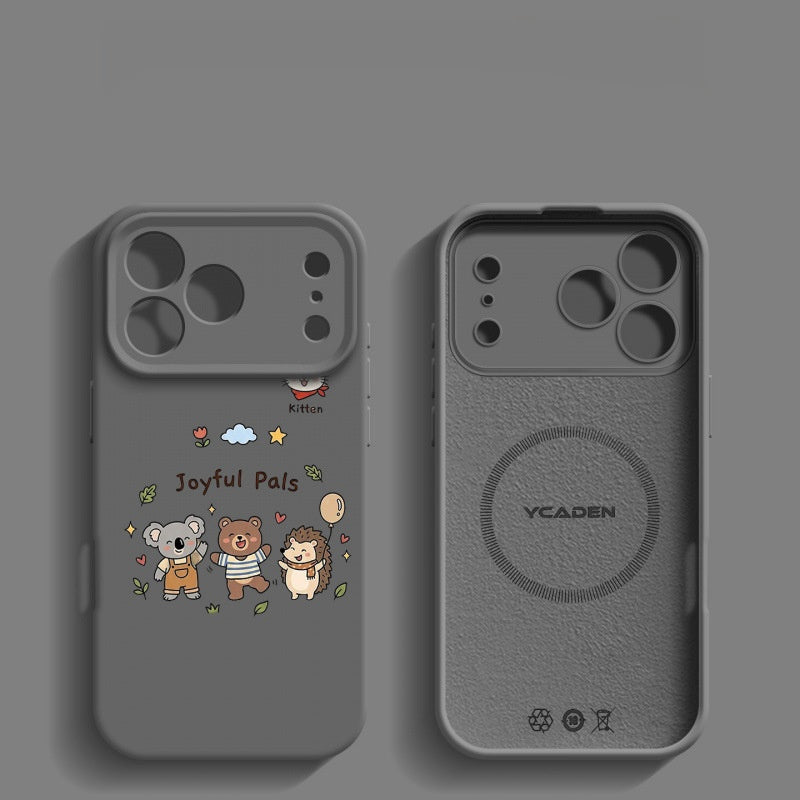 Happy Animal Liquid Silicone Apple Phone Case