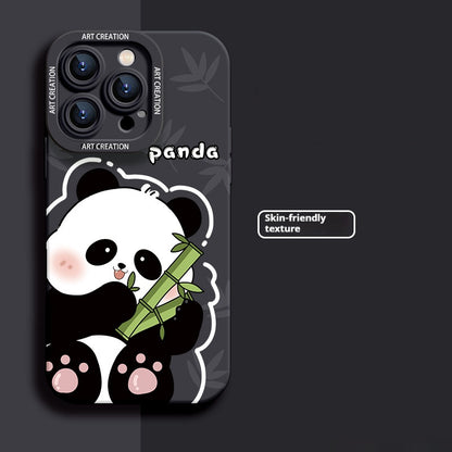 Cute panda eating bamboo apple phone case