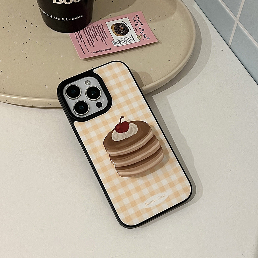 Retro plaid stand Apple phone case