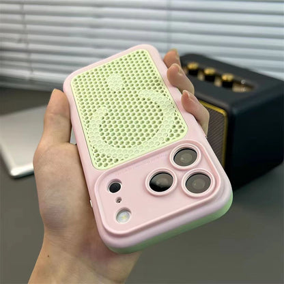 Color-blocked, skin-feeling magnetic heat dissipation mesh Apple phone case