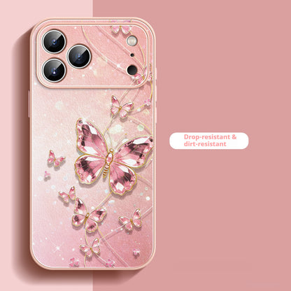 Liquid leather textured butterfly chain Apple phone case