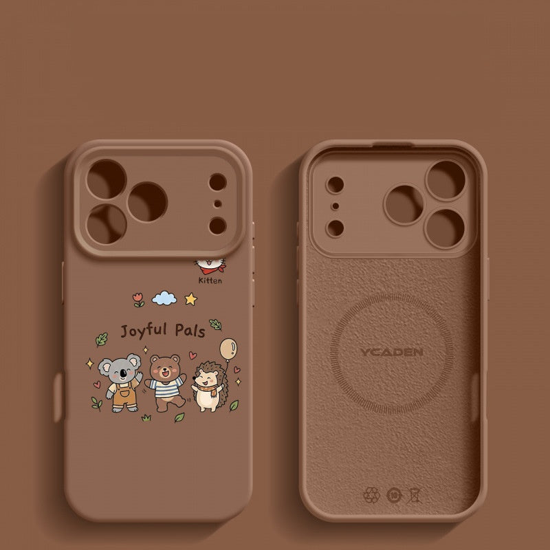 Happy Animal Liquid Silicone Apple Phone Case