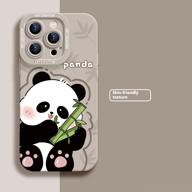 Cute panda eating bamboo apple phone case