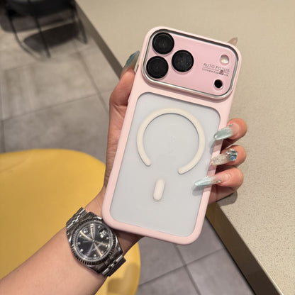 Large-view transparent magnetic Apple phone case