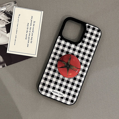 Retro plaid stand Apple phone case