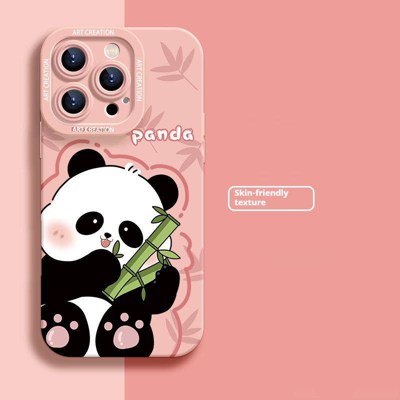 Cute panda eating bamboo apple phone case