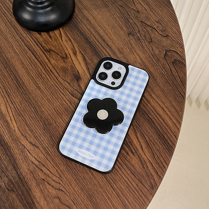 Retro plaid stand Apple phone case