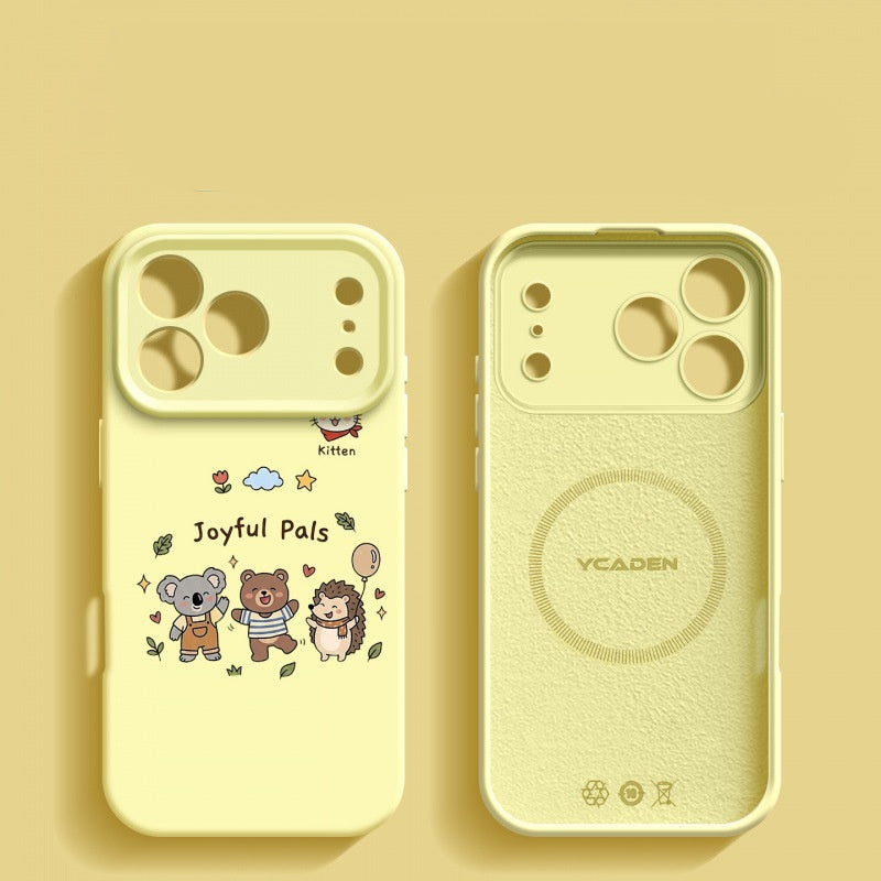 Happy Animal Liquid Silicone Apple Phone Case