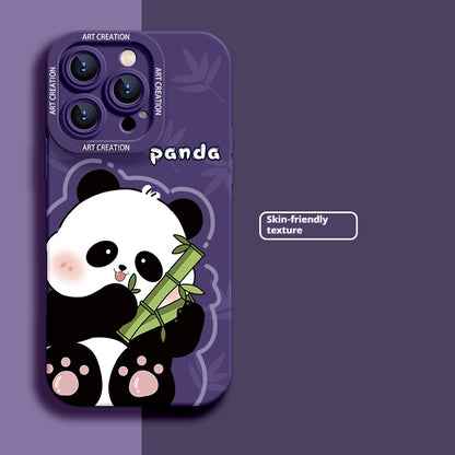 Cute panda eating bamboo apple phone case