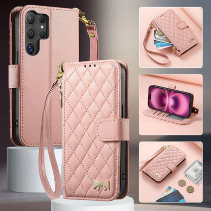Diamond-shaped zipper Samsung phone case